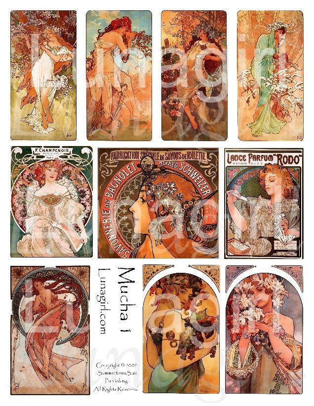 Mucha #1 Digital Collage Sheet - Lunagirl