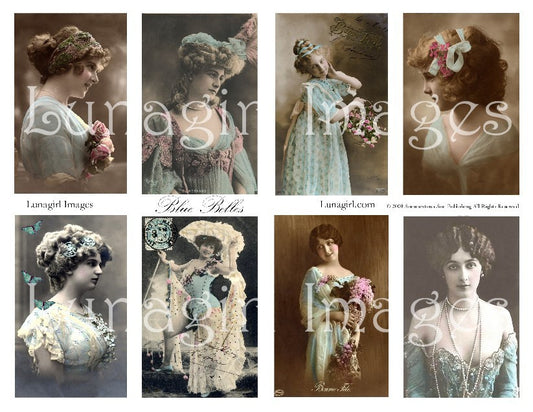 Blue Belles Digital Collage Sheet - Lunagirl