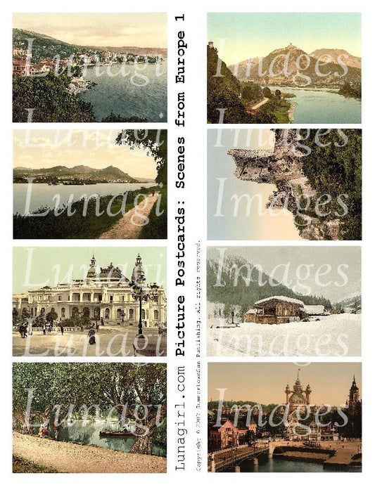 Picture Postcards: Scenes From Europe #1 Digital Collage Sheet - Lunagirl