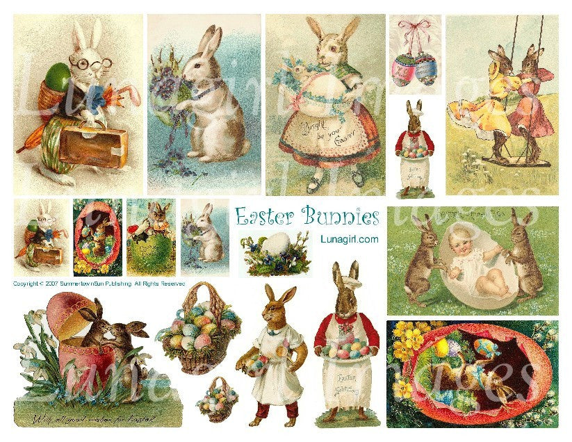 Easter Bunnies Digital Collage Sheet - Lunagirl