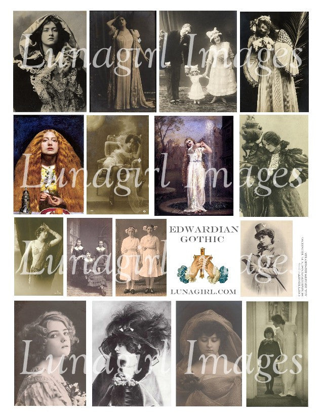 Edwardian Gothic Digital Collage Sheet - Lunagirl