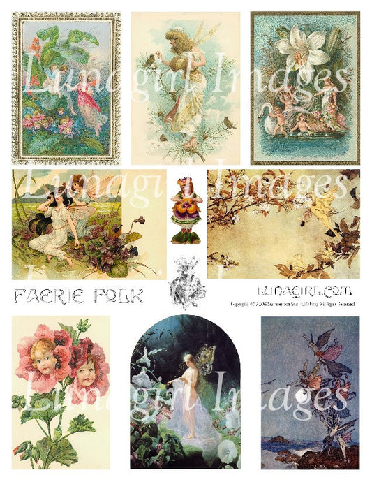 Faerie Folk Digital Collage Sheet - Lunagirl