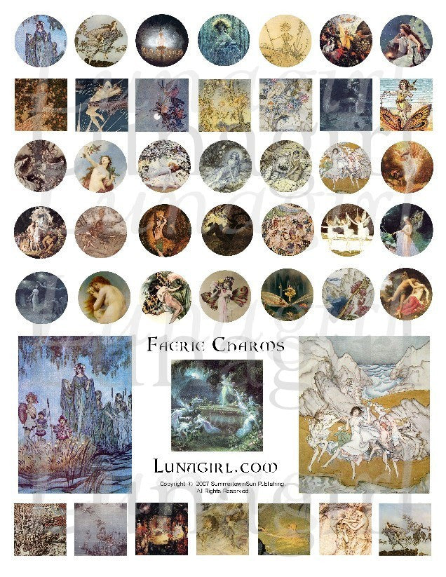 Faerie Charms Inchies and Circles Digital Collage Sheet - Lunagirl