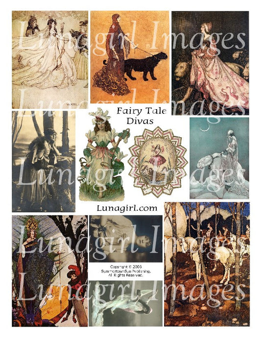 Fairy Tale Divas Digital Collage Sheet - Lunagirl
