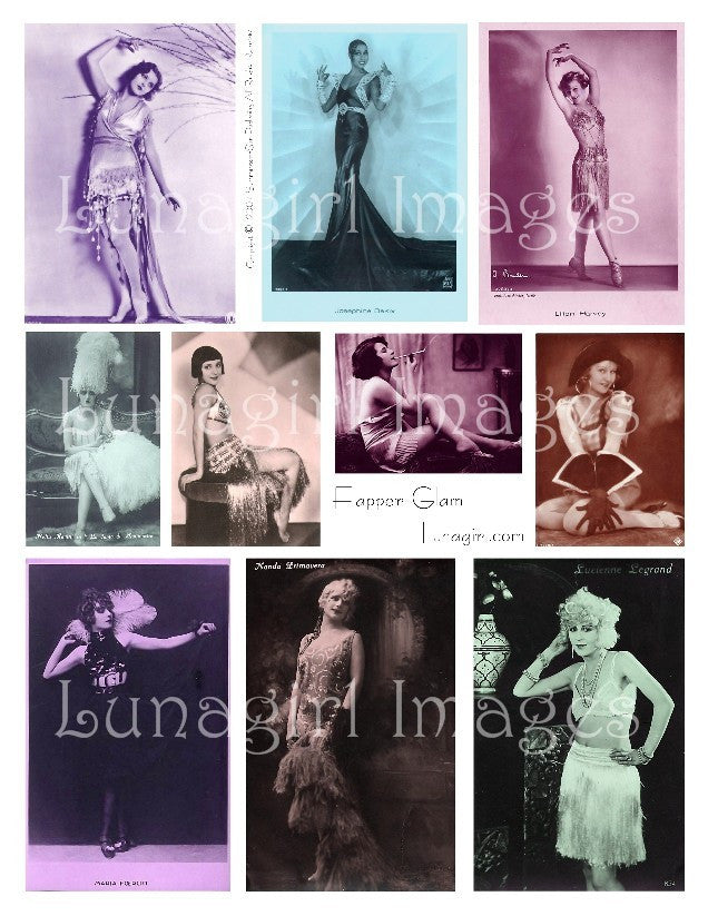 Flapper Glam Digital Collage Sheet - Lunagirl