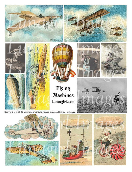 Flying Machines Digital Collage Sheet - Lunagirl