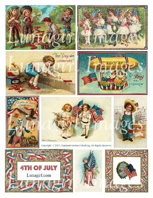 4th of July Digital Collage Sheet - Lunagirl