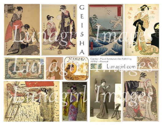 Geisha Vintage Images #1 Digital Collage Sheet - Lunagirl