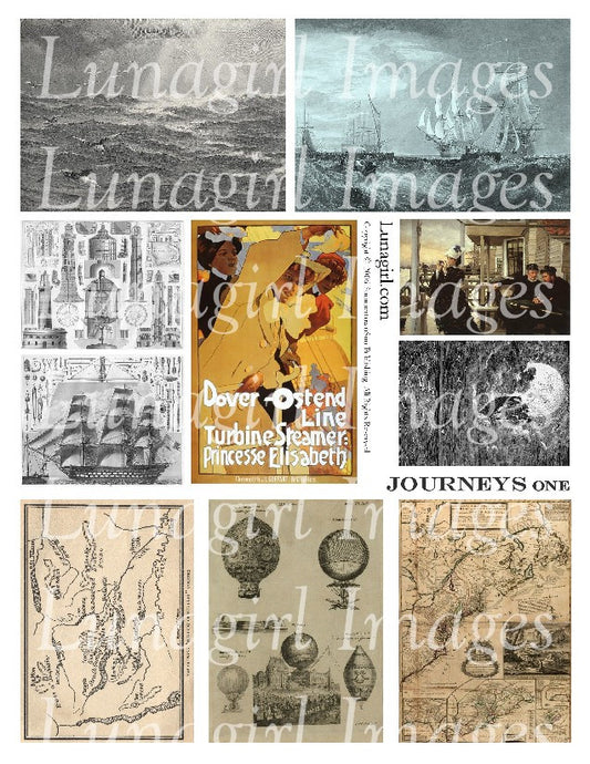 Journeys #1 Digital Collage Sheet - Lunagirl