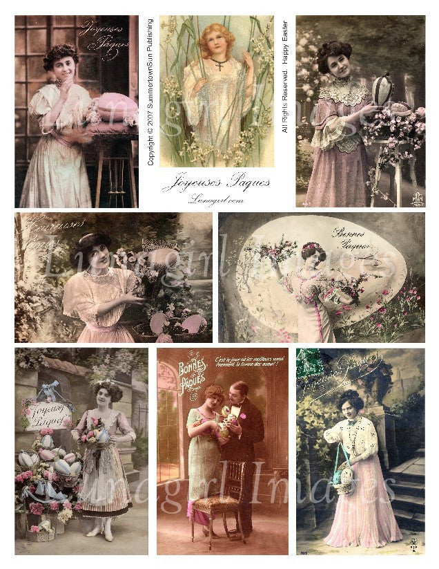 Joyeuses Paques French Easter Digital Collage Sheet - Lunagirl