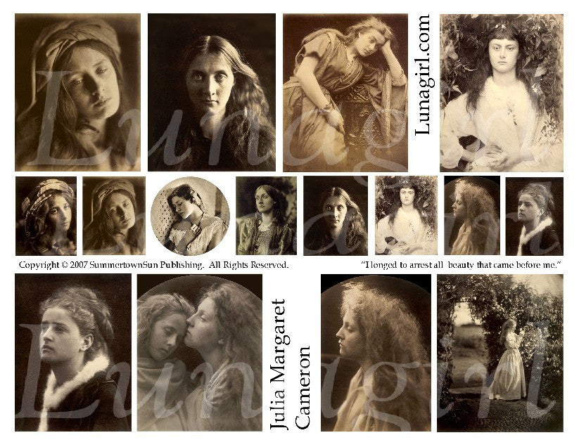 Julia Margaret Cameron Vintage Photos Digital Collage Sheet - Lunagirl