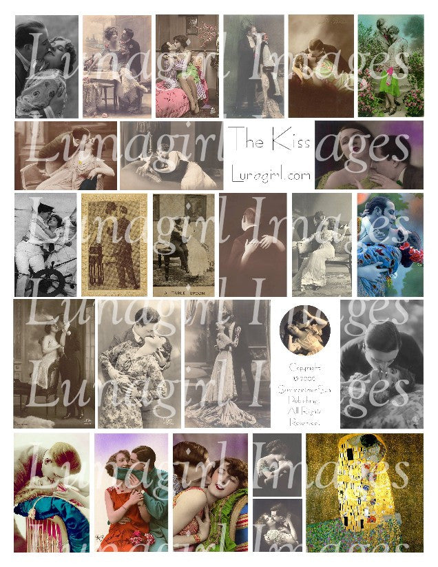 The Kiss Digital Collage Sheet - Lunagirl