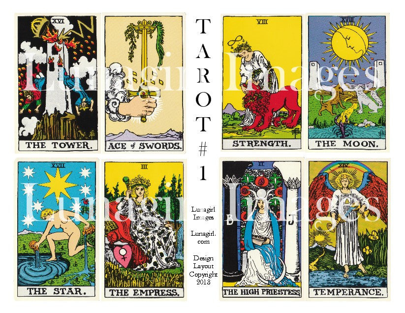 Vintage Tarot Cards #1 Digital Collage Sheet - Lunagirl