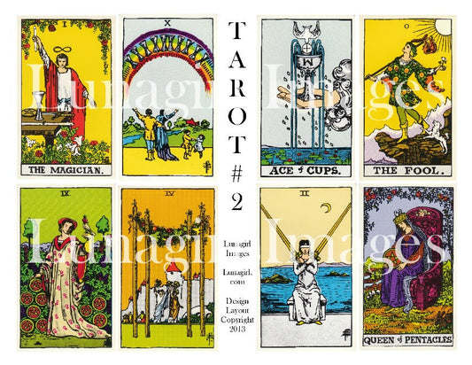 Vintage Tarot Cards #2 Digital Collage Sheet - Lunagirl