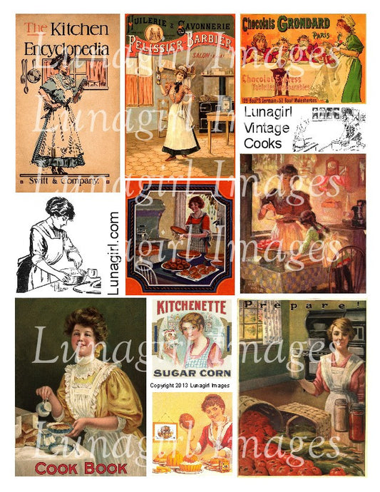 Vintage Cooks Digital Collage Sheet - Lunagirl