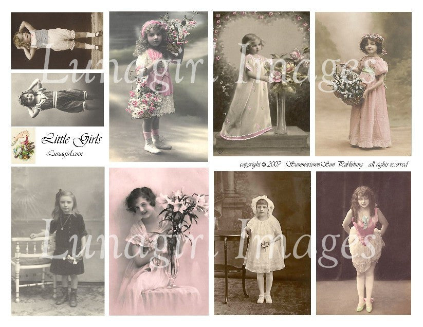Little Girls Digital Collage Sheet - Lunagirl