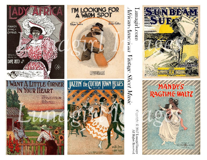 African American Vintage Sheet Music Digital Collage Sheet - Lunagirl