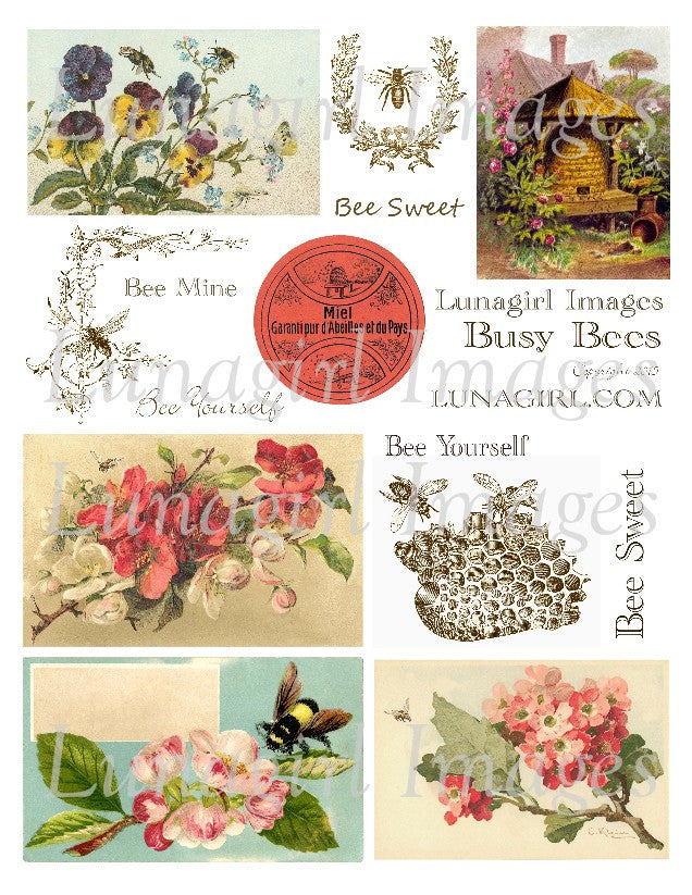 Busy Bees Digital Collage Sheet - Lunagirl