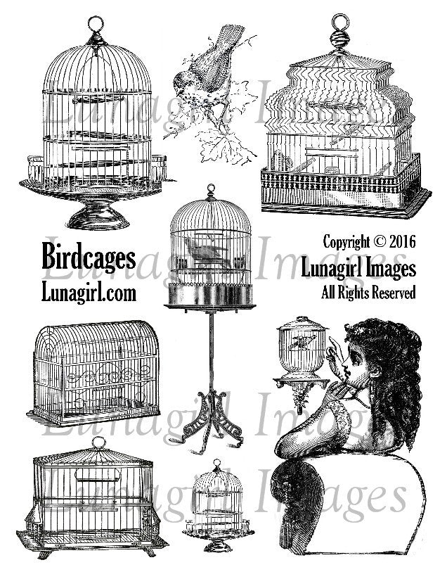 Birdcages Digital Collage Sheet - Lunagirl