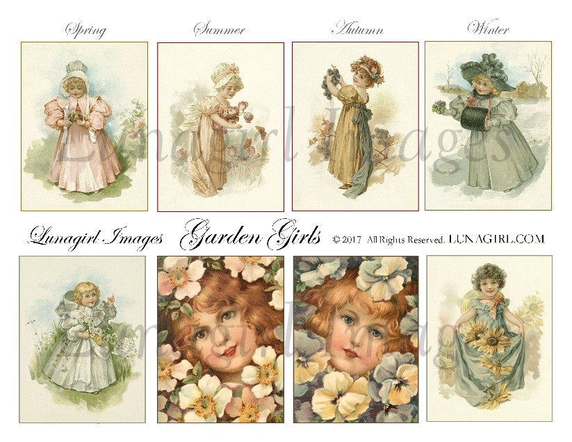 Garden Girls Digital Collage Sheet - Lunagirl