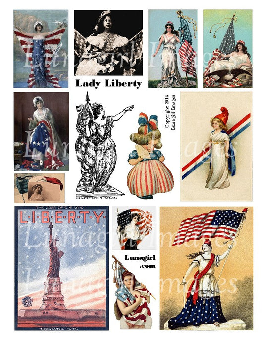 Lady Liberty Digital Collage Sheet - Lunagirl