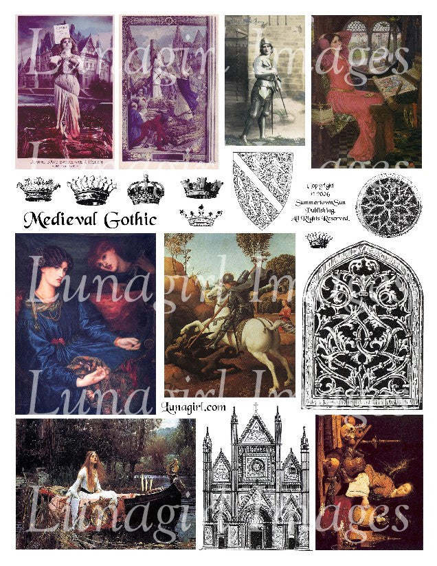 Medieval Gothic Digital Collage Sheet - Lunagirl