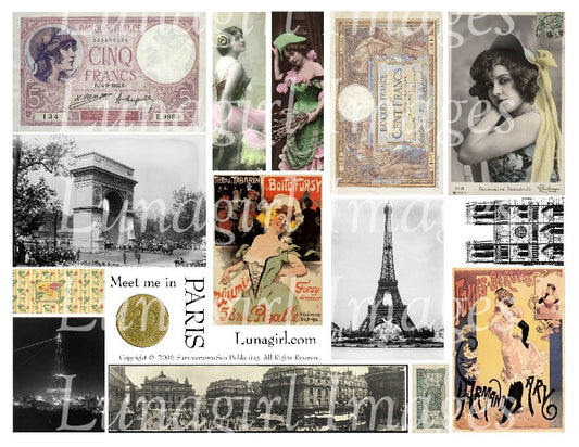 Meet Me in Paris Digital Collage Sheet - Lunagirl