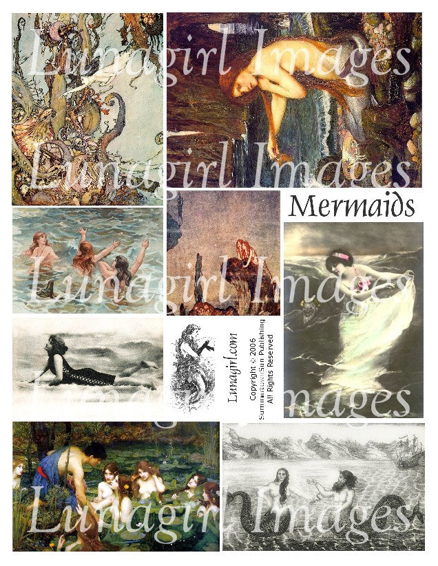 Mermaids #1 Digital Collage Sheet - Lunagirl