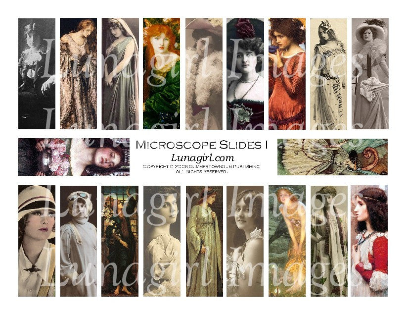 Microscope Slides #1 : 1x3" Pendants Digital Collage Sheet - Lunagirl