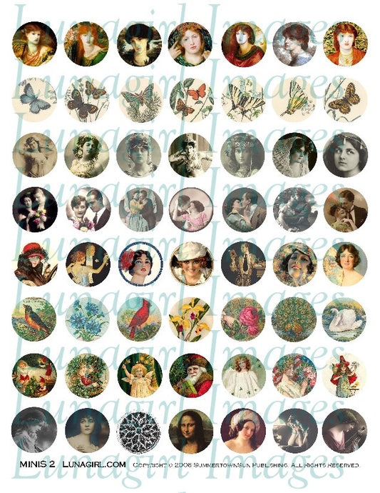 Minis #2 (1" Circles) Digital Collage Sheet - Lunagirl