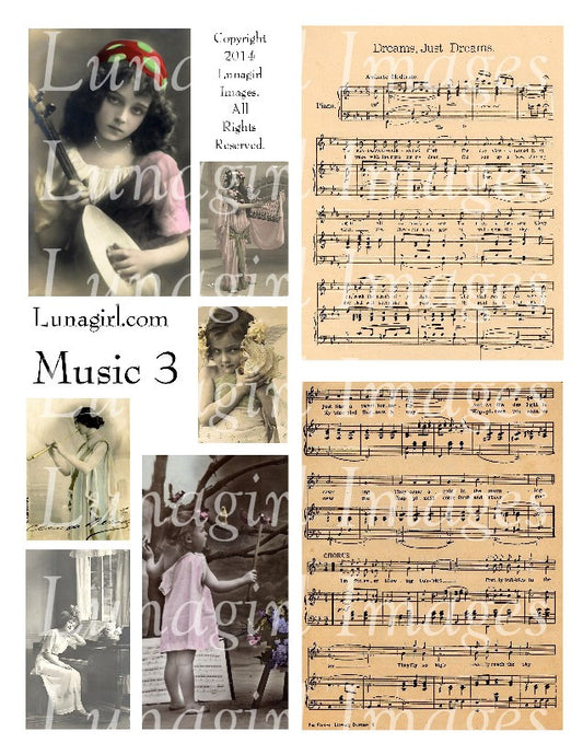 Music 3: By the Light Digital Collage Sheet - Lunagirl