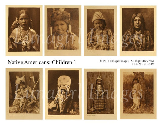 Native Americans: Children #1 Digital Collage Sheet - Lunagirl