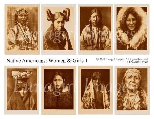 Native Americans: Women & Girls #1 Digital Collage Sheet - Lunagirl