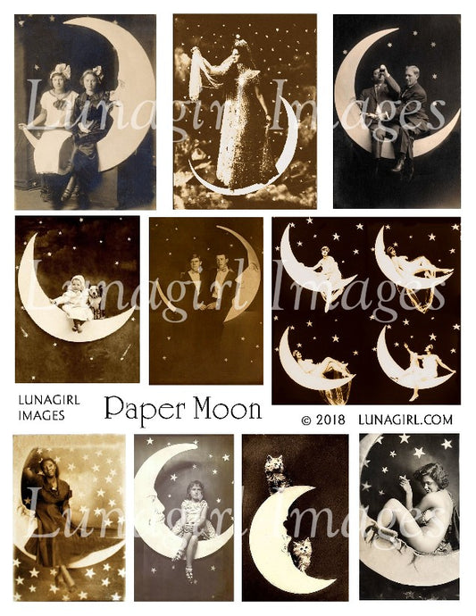 Paper Moon Digital Collage Sheet - Lunagirl