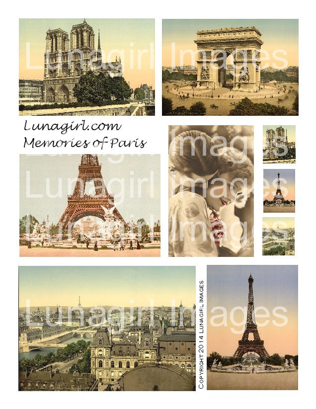 Memories of Paris Digital Collage Sheet - Lunagirl