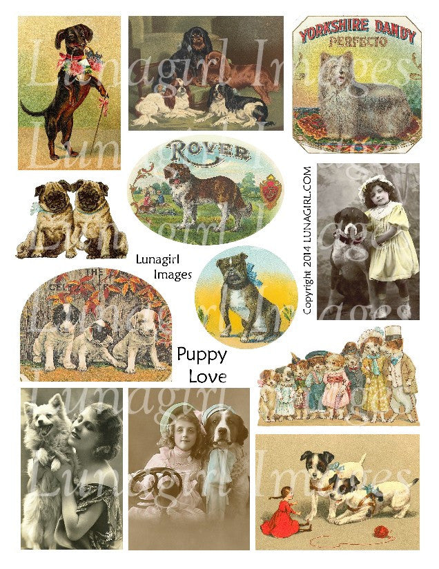 Puppy Love Digital Collage Sheet - Lunagirl