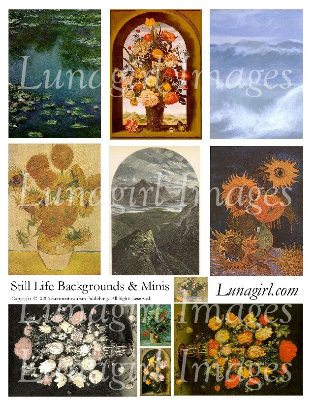 Still Life Backgrounds & Minis Digital Collage Sheet - Lunagirl