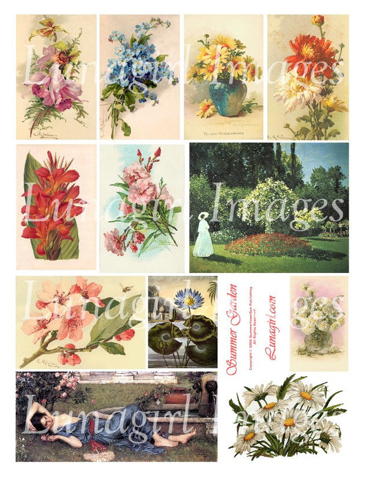 Summer Garden Digital Collage Sheet - Lunagirl