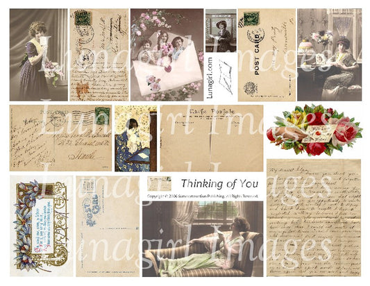 Thinking of You Digital Collage Sheet - Lunagirl