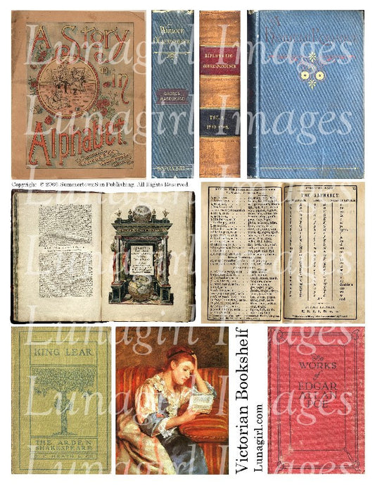Victorian Book Covers Digital Collage Sheet - Lunagirl
