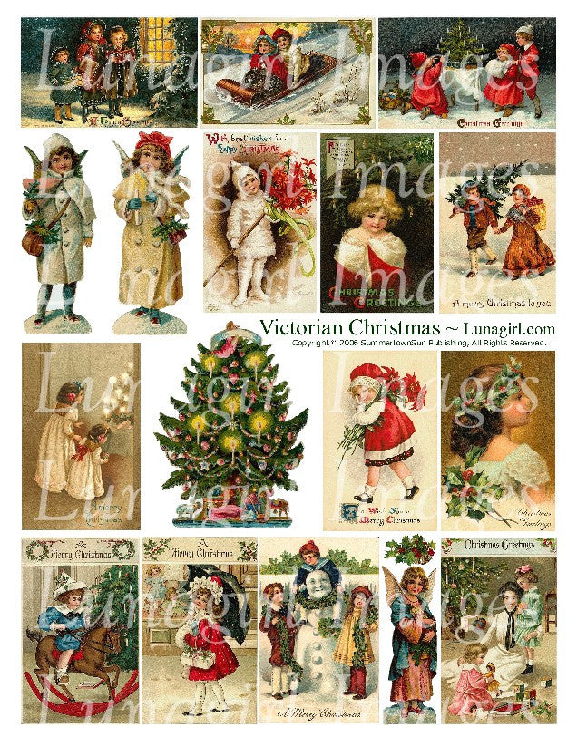 Victorian Christmas Digital Collage Sheet - Lunagirl