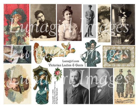 Victorian Ladies & Gents Digital Collage Sheet - Lunagirl