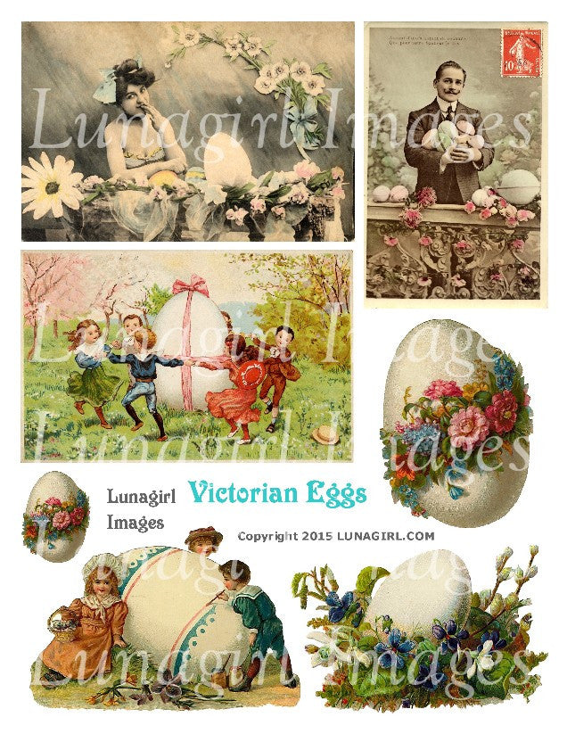 Victorian Eggs Digital Collage Sheet - Lunagirl