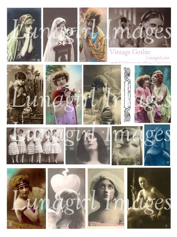 Vintage Gothic Digital Collage Sheet - Lunagirl