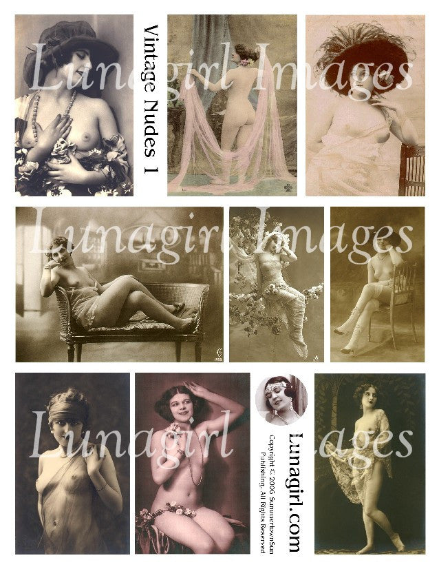 Vintage Nudes #1 Digital Collage Sheet - Lunagirl