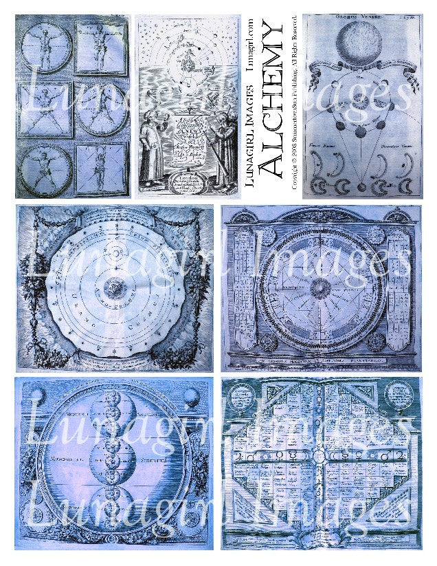 Alchemy 1 in Blue Digital Collage Sheet - Lunagirl