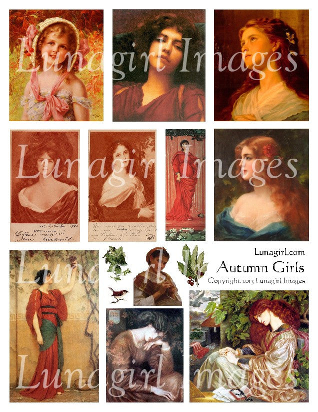 Autumn Girls Digital Collage Sheet - Lunagirl