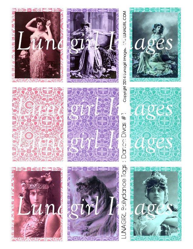 Bellydance Tags: Dance Divas #1 Digital Collage Sheet - Lunagirl