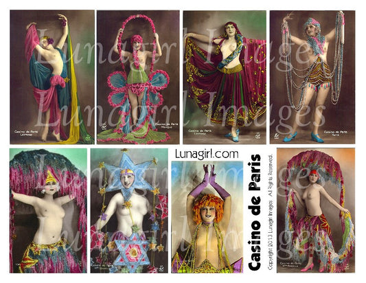 Casino de Paris Nudes Digital Collage Sheet - Lunagirl