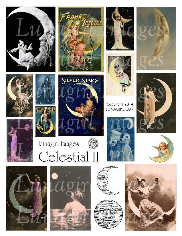 Celestial #2 Digital Collage Sheet - Lunagirl